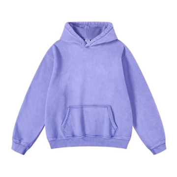 Dnzzs Womens Oversized Hoodie Acid Wash Vintage Streetwear Fleece Light Purple