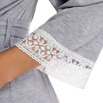 Ritera Women Nursing Robes Maternity Cotton Lightweight Pregnancy Lounge Robe Short Knit Kimono Bathrobe Soft Lady Sleepwear V-Neck Grey XXL