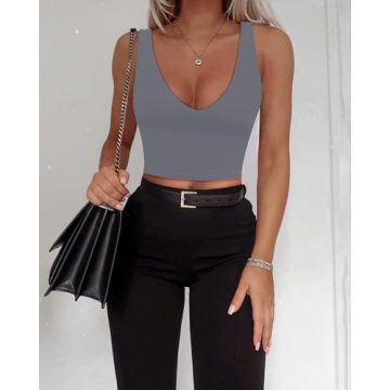 Ultra-Comfortable Deep V Neck Crop Tank for Women