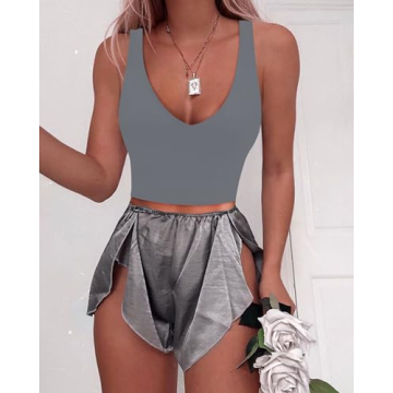 Ultra-Comfortable Deep V Neck Crop Tank for Women