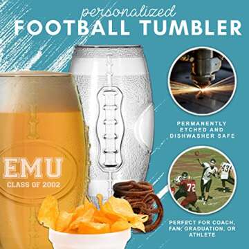 My Personal Memories Football Tumbler Beer Glass - Personalized Engraved - 23 oz
