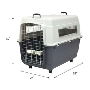 SportPet Designs Plastic Kennels Rolling Plastic Wire Door Travel Dog Crate- XX-Large