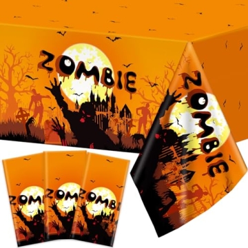3 Pack Zombie Skull Bloody Halloween Tablecloths for Parties