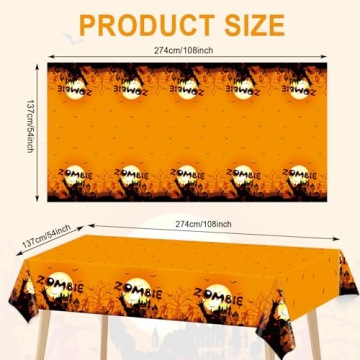 3 Pack Halloween Zombie Tablecloths for Parties