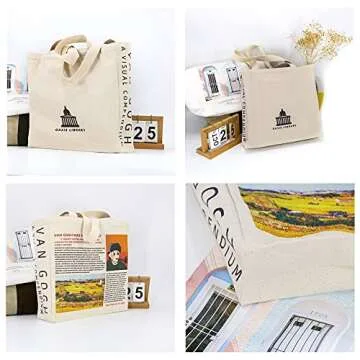 UERRUAM Canvas Tote Bag Aesthetic for Women Graphic Bag with Zipper Cute Canvas Bags with Pockets Christmas Gifts for Women