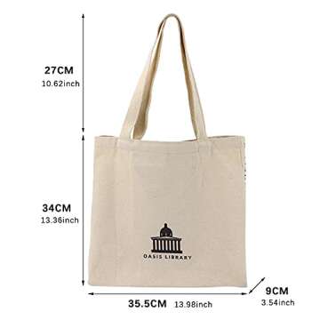 UERRUAM Canvas Tote Bag Aesthetic for Women Graphic Bag with Zipper Cute Canvas Bags with Pockets Christmas Gifts for Women