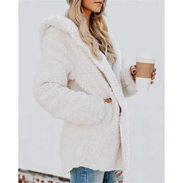 ReachMe Sherpa Fuzzy Fleece Jacket Women Cozy Winter