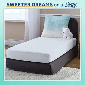 Sealy Baby Perfect Rest Waterproof Crib Mattress plus Toddler Bed Fit, Premium 150 Extra Firm Coils, Non Toxic, Airy Cushioning, GREENGUARD Gold Certified, Safety & Quality Tested, Made in USA, 52X28'