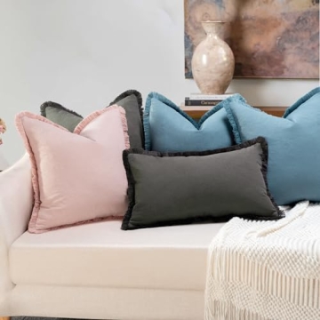 ZWJD 20x20 Fringe Pillow Covers for Chic Home Decor