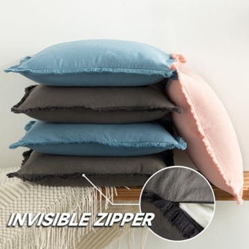 ZWJD 20x20 Fringe Pillow Covers for Chic Home Decor