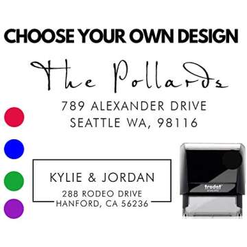 Pick Your Design! Personalized - Address Stamp - Customized Stamp - Self-Inking Return Address Mail ...