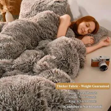 XeGe Plush Shaggy Duvet Cover, Luxury Ultra Soft Crystal Velvet Fuzzy Bedding 1PC(1 Faux Fur Duvet Cover), Fluffy Furry Comforter Cover for Bedroom Home Decoration, Zipper Closure (King, Khaki Ombre)