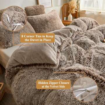 XeGe Plush Shaggy Duvet Cover, Luxury Ultra Soft Crystal Velvet Fuzzy Bedding 1PC(1 Faux Fur Duvet Cover), Fluffy Furry Comforter Cover for Bedroom Home Decoration, Zipper Closure (King, Khaki Ombre)