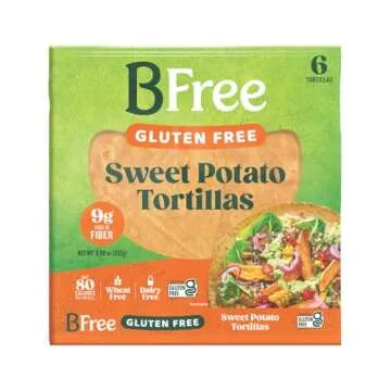 BFree Gluten Free Wheat Free Wrap Tortillas Sweet Potato Vegan Dairy Free (Pack of 2)