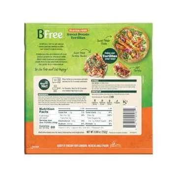 BFree Gluten Free Wheat Free Wrap Tortillas Sweet Potato Vegan Dairy Free (Pack of 2)