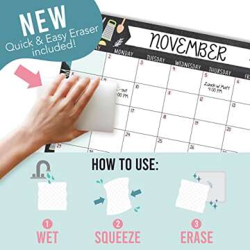 Hadley Designs Doodle Large Magnetic Calendar for Fridge Dry Erase Board for Refrigerator - Magnetic...