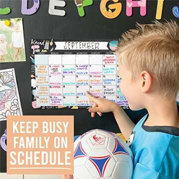 Hadley Designs Doodle Large Magnetic Calendar for Fridge Dry Erase Board for Refrigerator - Magnetic Fridge Calendar Dry Erase Magnetic Whiteboard Calendar, Planner Magnet…