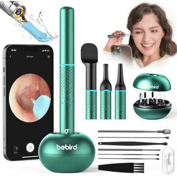 Bebird M9 Ear Care Wax Removal Tool Camera Cleaning Kit- Wireless Cleaner Ear Viewing Scope OTO-Scope with Camera & Light - Video Earpick with 10 Replacement Tips and 3 Check Attachemnts