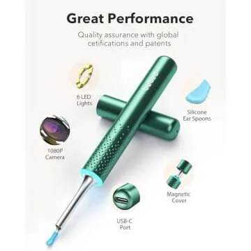 Bebird M9 Ear Care Wax Removal Tool Camera Cleaning Kit- Wireless Cleaner Ear Viewing Scope OTO-Scope with Camera & Light - Video Earpick with 10 Replacement Tips and 3 Check Attachemnts