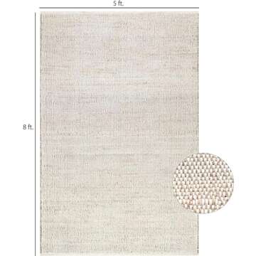 S & L Homes Jute Cotton Hand Woven Natural Farmhouse Area Rug for Living Room - Rustic Vintage Bohemian Décor - (5' x 8' Natural)