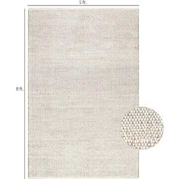 S & L Homes Jute Cotton Hand Woven Natural Farmhouse Area Rug for Living Room - Rustic Vintage Bohemian Décor - (5' x 8' Natural)