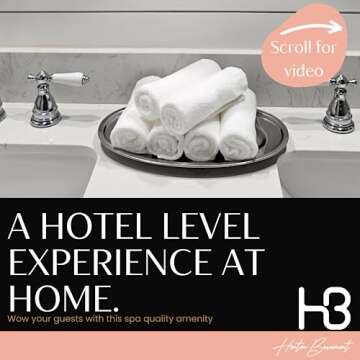 Hinton Beaumont Linen Co. Bathroom Hand Towel Set - Vanity Tray & (6) 12x12 Hotel wash Cloths - Powd...