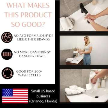 Hinton Beaumont Linen Co. Bathroom Hand Towel Set - Vanity Tray & (6) 12x12 Hotel wash Cloths - Powder Room Towels -Hand Drying Towels