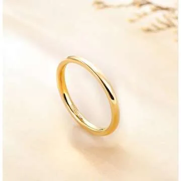 TIGRADE Gold Titanium Ring - Plain Dome High Polished Wedding Band Comfort Fit 2mm 4mm 6mm Sizes 3-1...