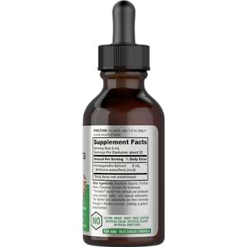Horbäach Ashwagandha Root Liquid Extract | 2 fl oz | Alcohol Free Tincture | Vegetarian, Non-GMO, Gluten Free Supplement