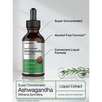 Horbäach Ashwagandha Root Liquid Extract | 2 fl oz | Alcohol Free Tincture | Vegetarian, Non-GMO, Gluten Free Supplement