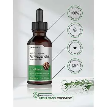 Horbäach Ashwagandha Root Liquid Extract | 2 fl oz | Alcohol Free Tincture | Vegetarian, Non-GMO, Gluten Free Supplement