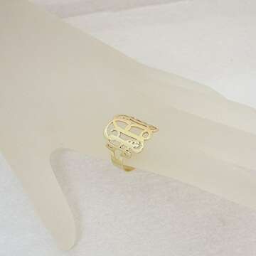 Personalized 3 Initial Monogram Ring in Solid 10k Gold