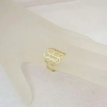 Personalized 3 Initial Monogram Ring in Solid 10k Gold