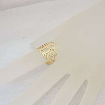 Personalized 3 Initial Monogram Ring in Solid 10k Gold