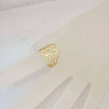 Personalized 3 Initial Monogram Ring in Solid 10k Gold