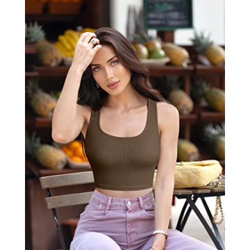 OQQ Women's 3 Piece Ribbed Crop Tank Tops for Summer