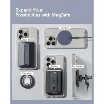 ESR for MagSafe Ring, Ultra-Thin(0.4mm) for MagSafe Sticker,2 Pack Universal Magnetic Wireless Charger Conversion Kit for iPhone 16/16e/15/14/13/12, Galaxy S24/S23, MagSafe Accessories, Black & Silver