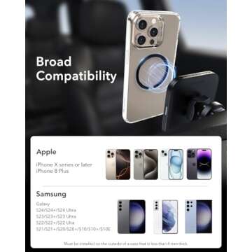 ESR for MagSafe Ring, Ultra-Thin(0.4mm) for MagSafe Sticker,2 Pack Universal Magnetic Wireless Charger Conversion Kit for iPhone 16/16e/15/14/13/12, Galaxy S24/S23, MagSafe Accessories, Black & Silver