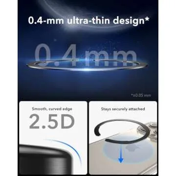 ESR for MagSafe Ring, Ultra-Thin(0.4mm) for MagSafe Sticker,2 Pack Universal Magnetic Wireless Charger Conversion Kit for iPhone 16/16e/15/14/13/12, Galaxy S24/S23, MagSafe Accessories, Black & Silver