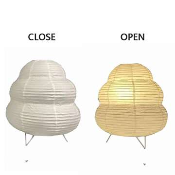 Bedside Table Lamp Paper Standing Lamp Room Decoration Festival Lantern Light Nightstand Desk Lamp Bedroom Dresser Living Kids Room College Dorm Coffee (White, 10.24"x9.06"x9.06")