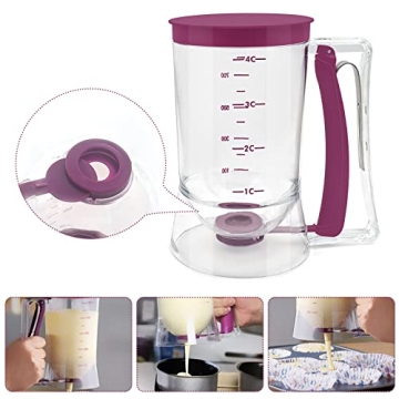 Kndatle Pancake Batter Dispenser with Measuring Label