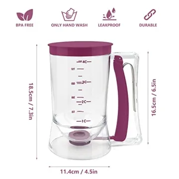 Kndatle Pancake Batter Dispenser with Measuring Label