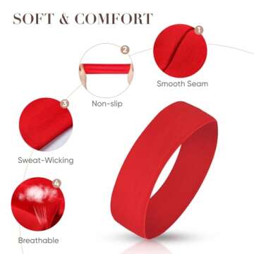 Arohecx Headbands for Women Non Slip - 9 Pcs Fabric Elastic Hair Bands for Women's Hair, Soft Cotton Cloth Stretchy Sport Headbands, Sweat Absorption Athletic Headbands for Workout Yoga Running - A