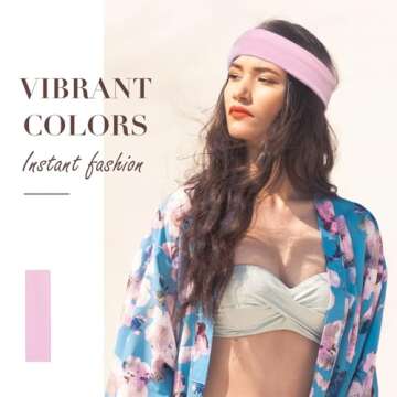 Arohecx Headbands for Women Non Slip - 9 Pcs Fabric Elastic Hair Bands for Women's Hair, Soft Cotton Cloth Stretchy Sport Headbands, Sweat Absorption Athletic Headbands for Workout Yoga Running - A