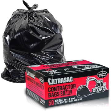 Ultrasac Heavy Duty Contractor Bags - 50 Pack of 42 Gallon Trashbags
