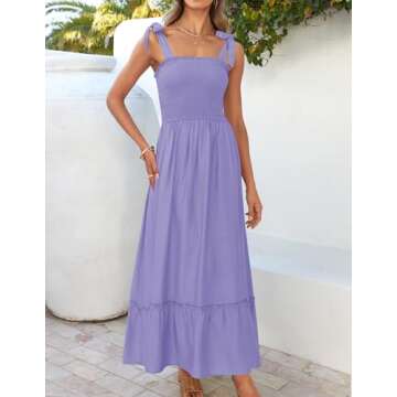 ZESICA Boho Summer Maxi Dress for Women in Purple