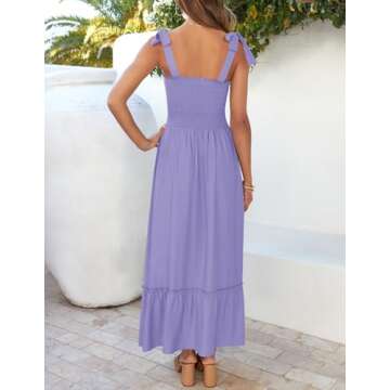 ZESICA Boho Summer Maxi Dress for Women in Purple