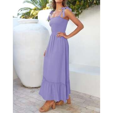 ZESICA Boho Summer Maxi Dress for Women in Purple