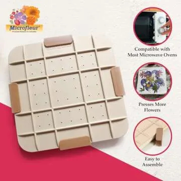 Microfleur Max Art Flower Presser Kit – Quick & Easy Pressing with Washable Cloth, Vibrant Color Retention, Fits Most Microwaves, 9" (23 cm)
