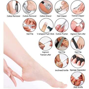EKOCSIO Professional Pedicure Kit, 36 in 1 Stainless Steel Foot Care Kit Foot Rasp Dead Skin Remover...